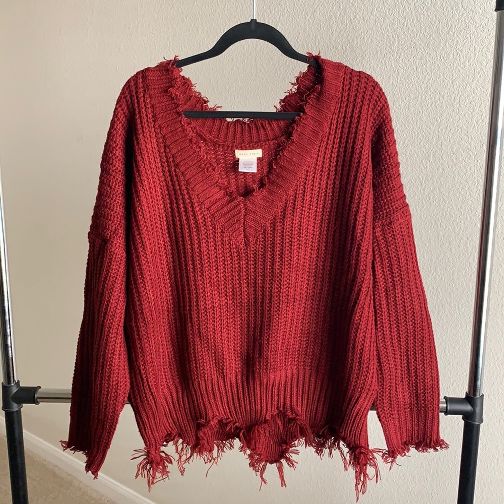 Distressed Maroon Sweater